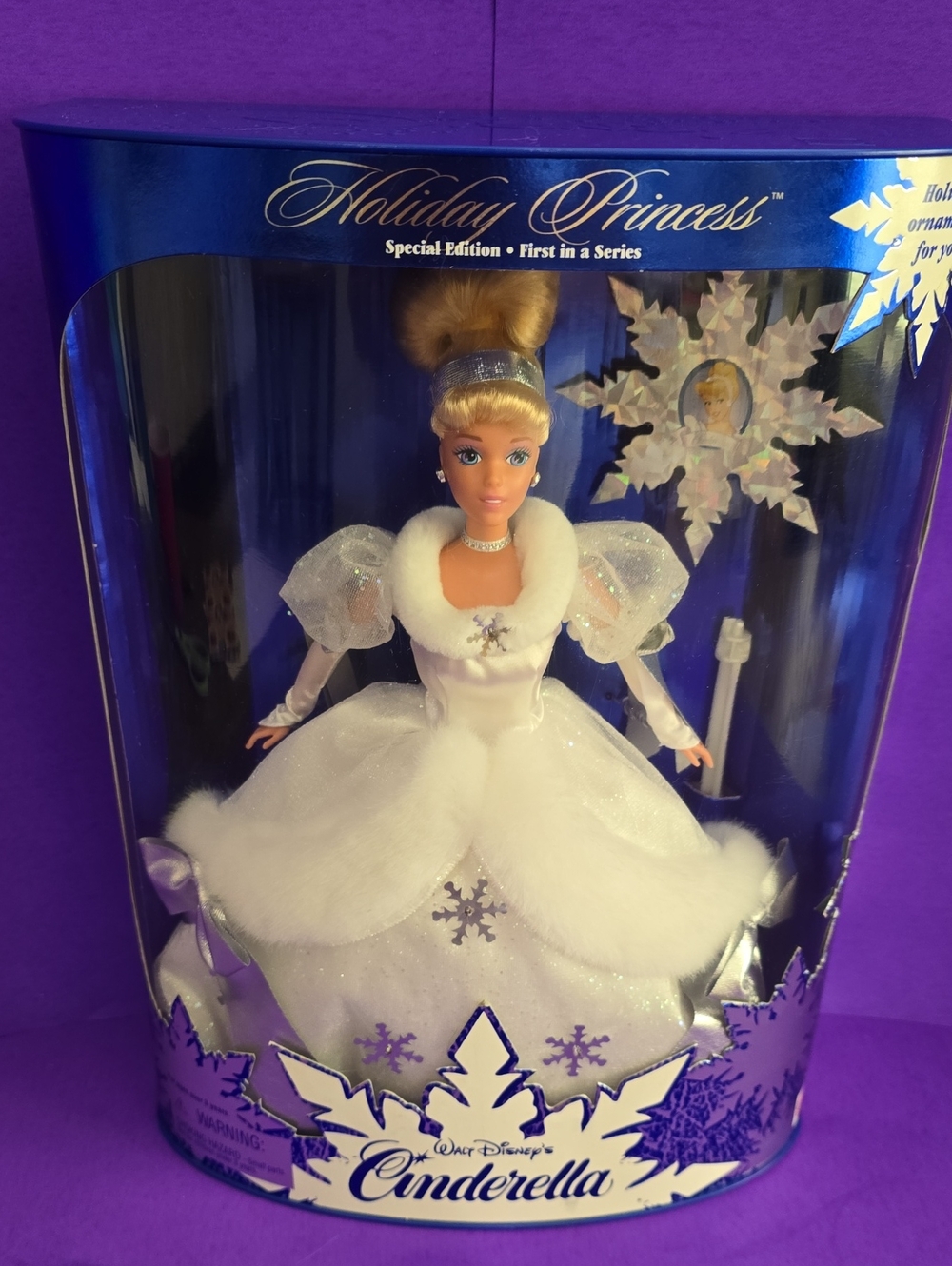 1996 Disney Cinderella Holiday Princess Doll in White Glitter Gown
